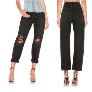 AGOLDE 90s Loose Fit Jeans 34 Audio Dark Wash Distressed High Rise Straight Leg